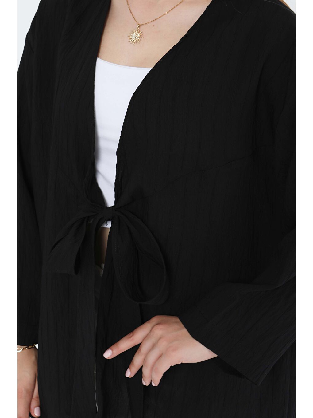 Bağlamalı Kimono Siyah - 27388-3