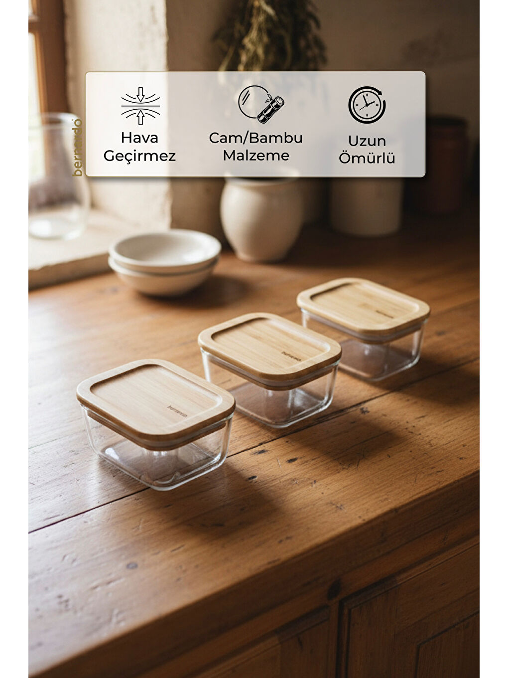 Kahverengi Avenya 3'lü Saklama Seti Büyük-5