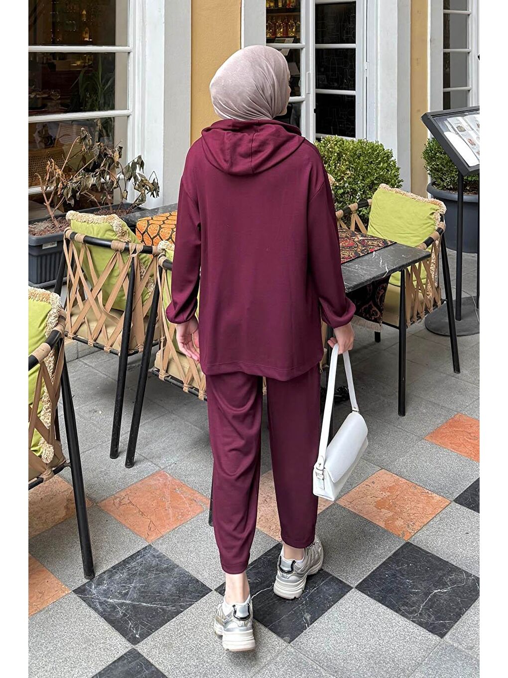 Kapüşonlu İkili Takım Bordo-3