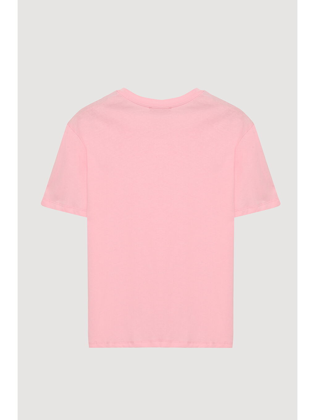 Bisiklet Yaka Oversize Basic Tişört Pembe-2