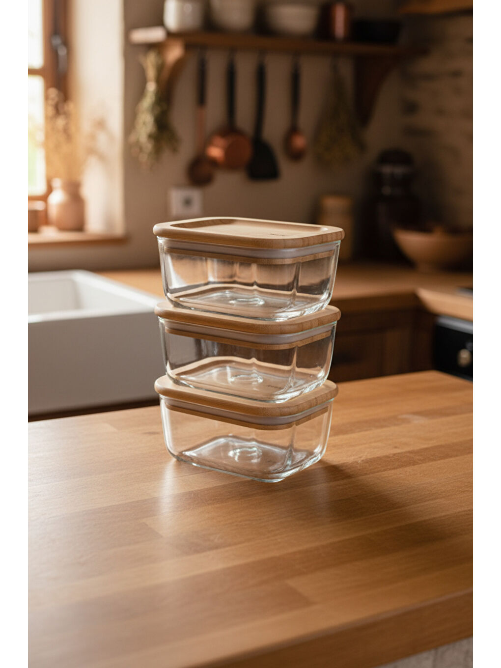 Kahverengi Avenya 3'lü Saklama Seti Büyük-6