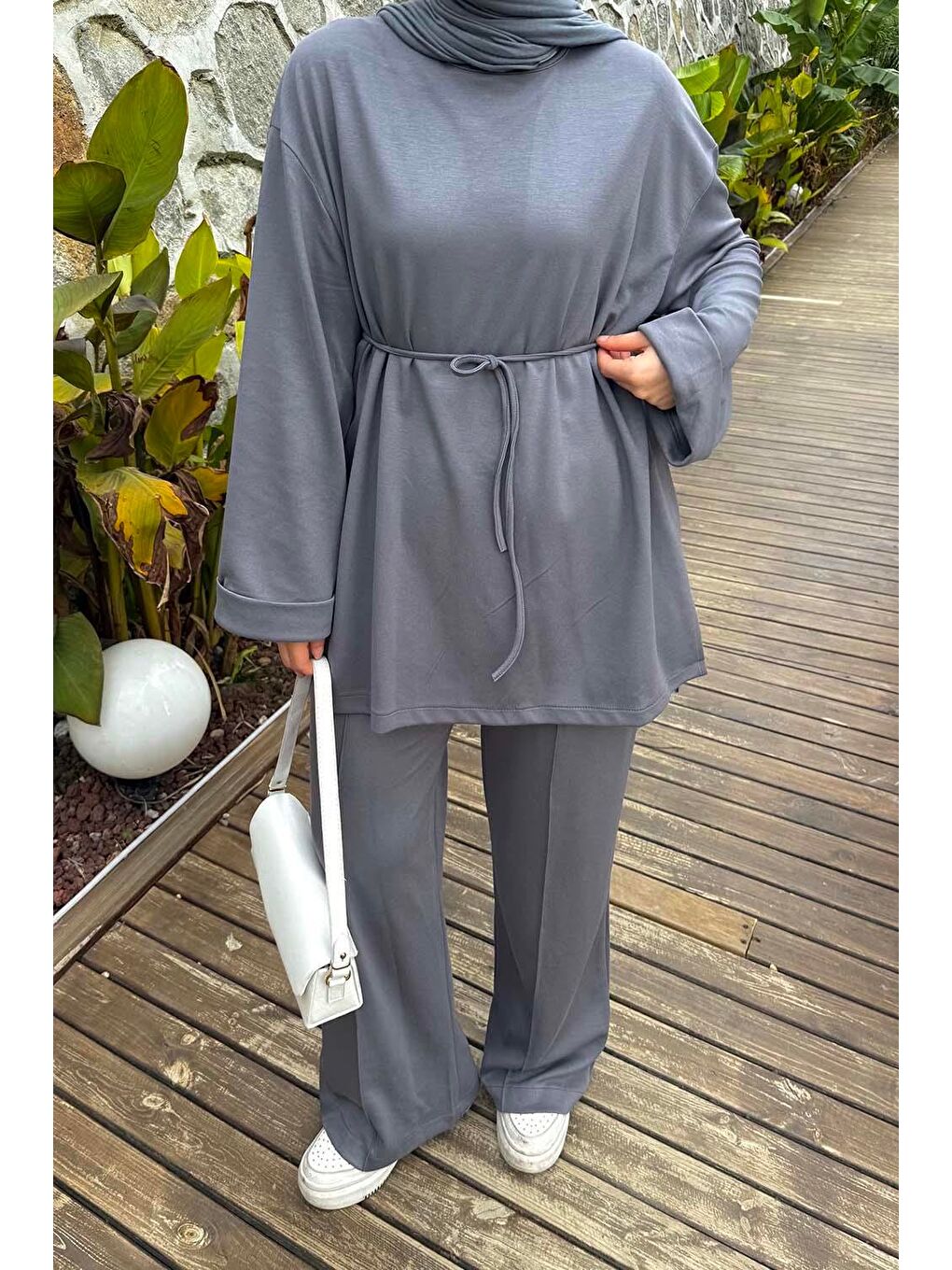 İkili Tesettür Takım Gri-2