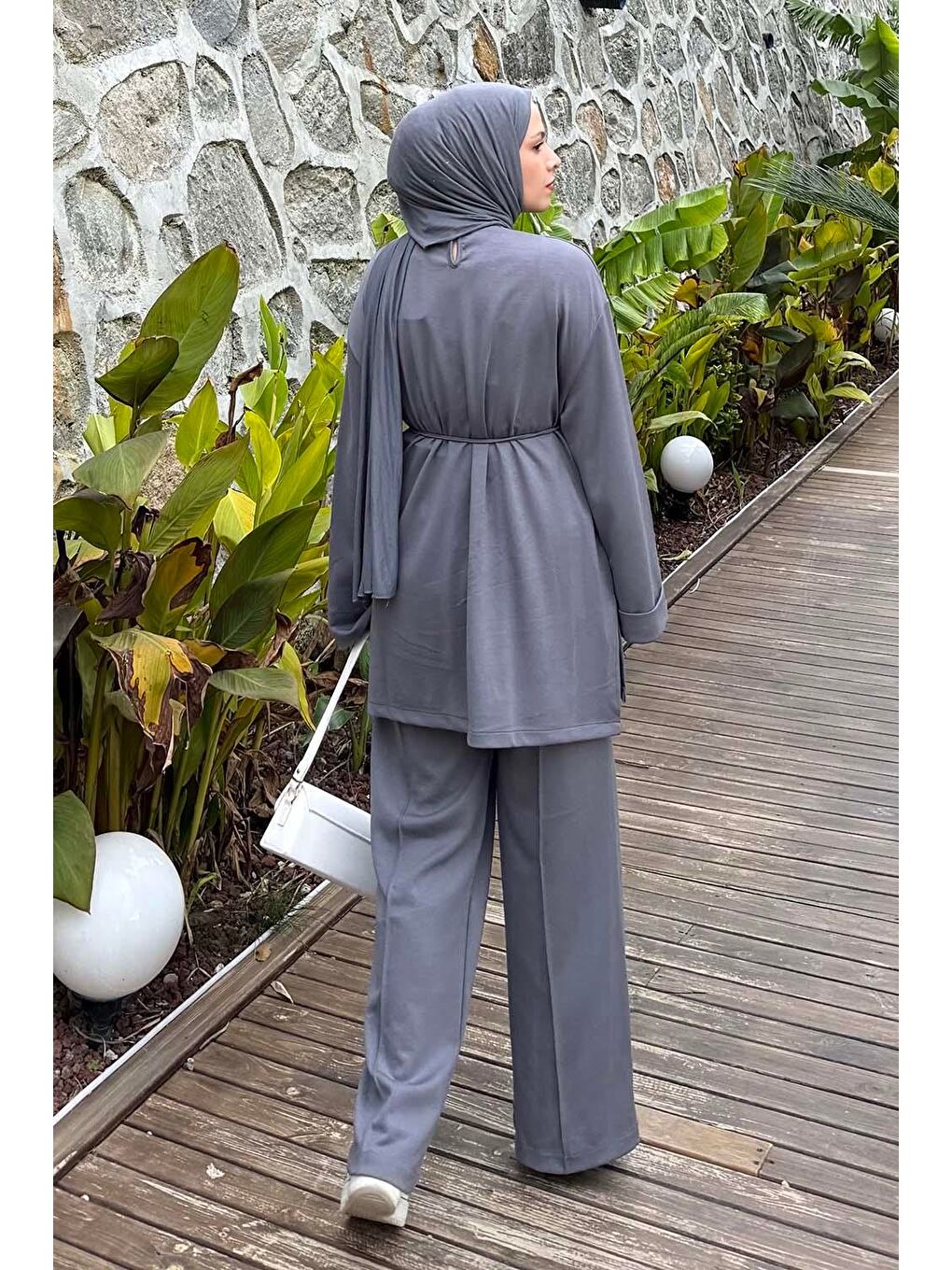 İkili Tesettür Takım Gri-3