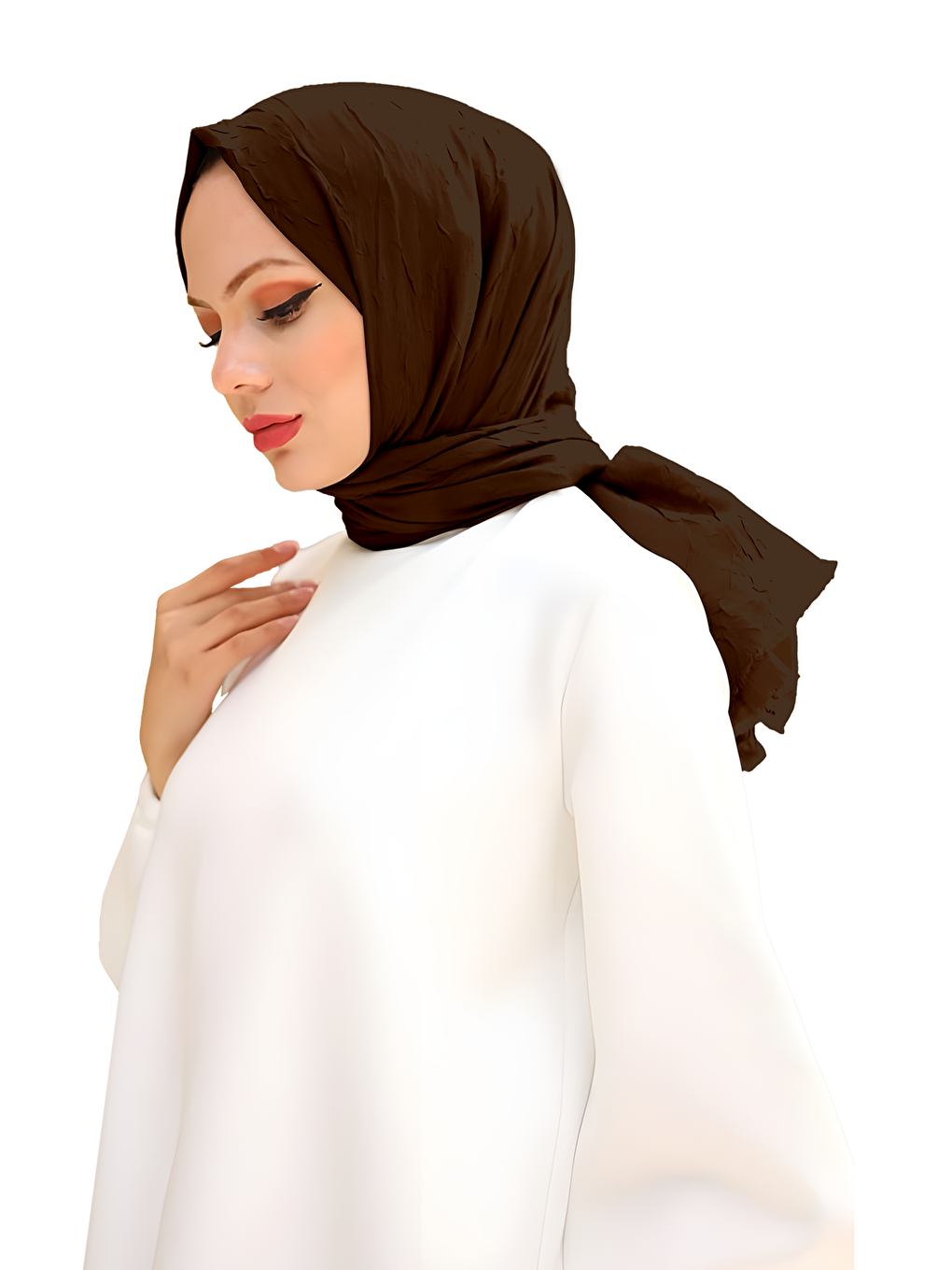 Kahverengi Bambu Kraş Şal-2