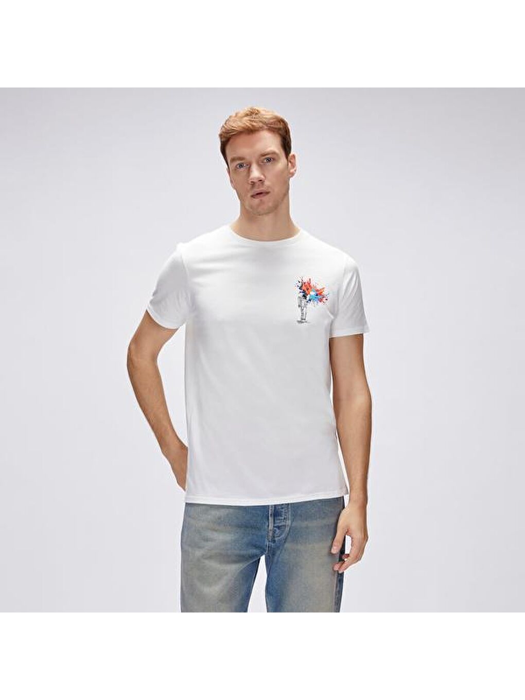 Endless Erkek Beyaz Yuvarlak Yaka Tişört