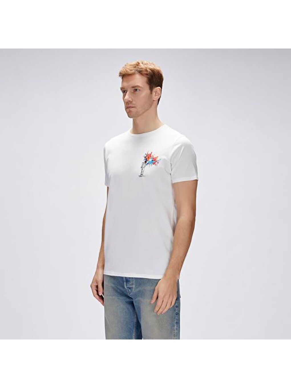 Endless Erkek Beyaz Yuvarlak Yaka Tişört-1