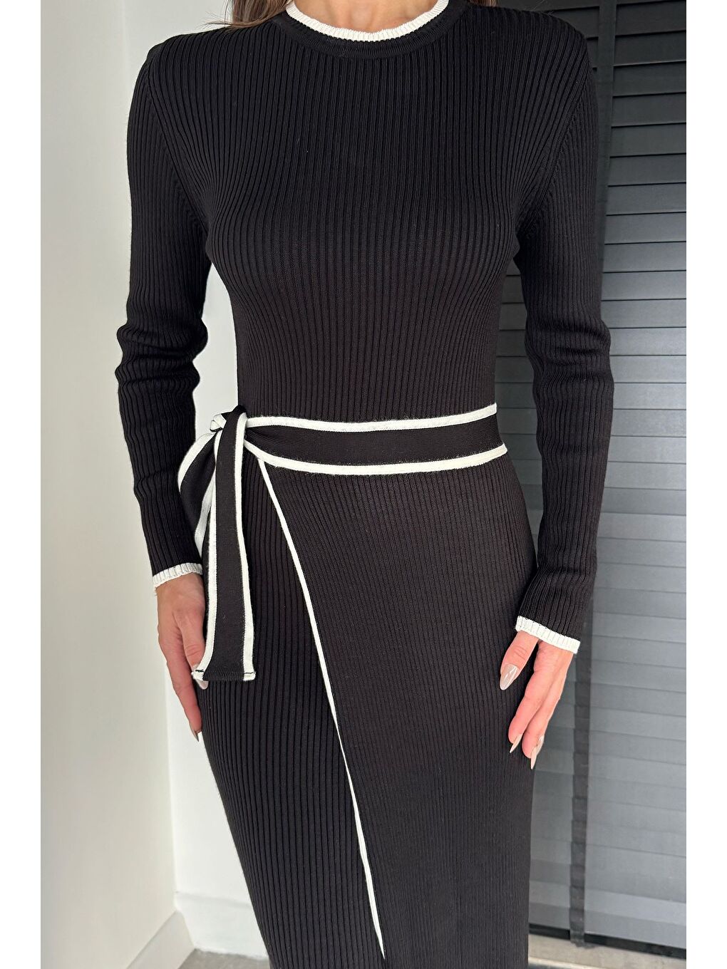 Siyah Kadın Triko Elbise-2