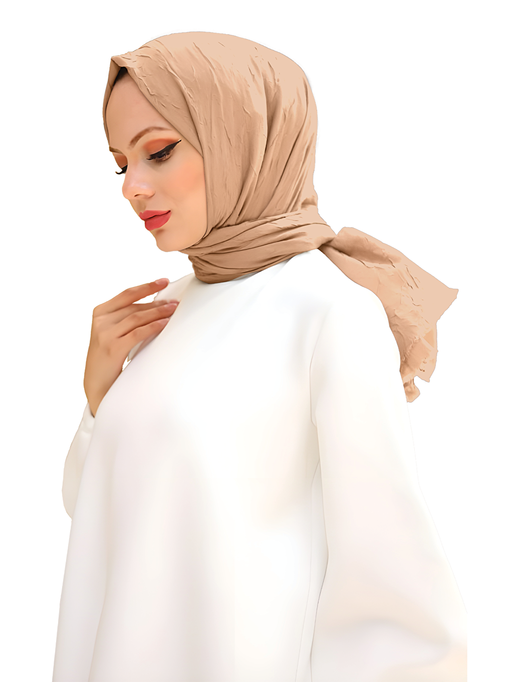 Bej Bambu Kraş Şal-3