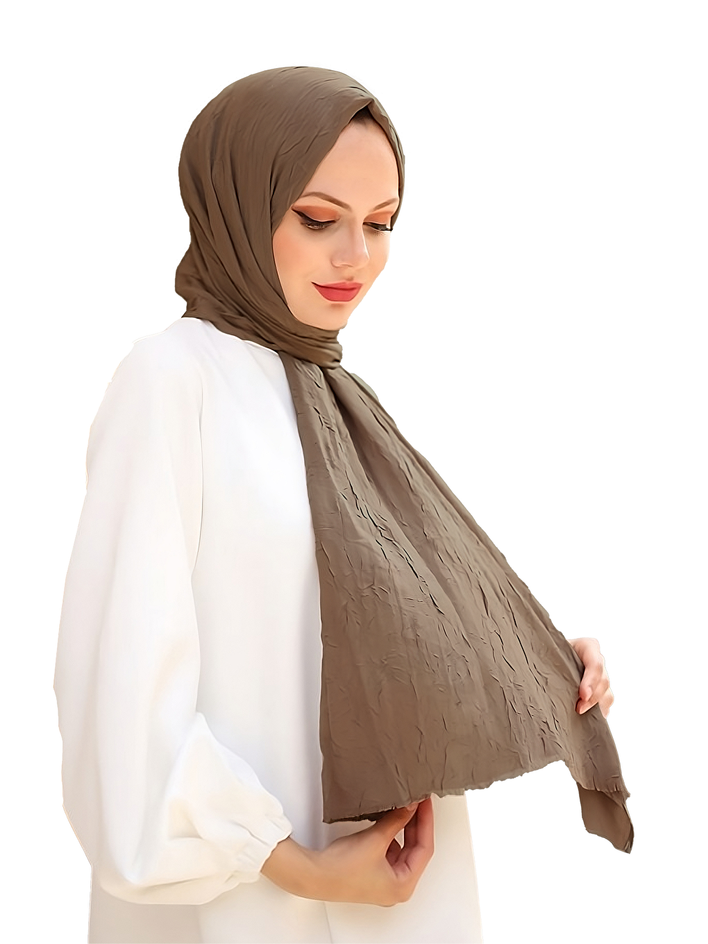 Kahverengi Bambu Kraş Şal-3