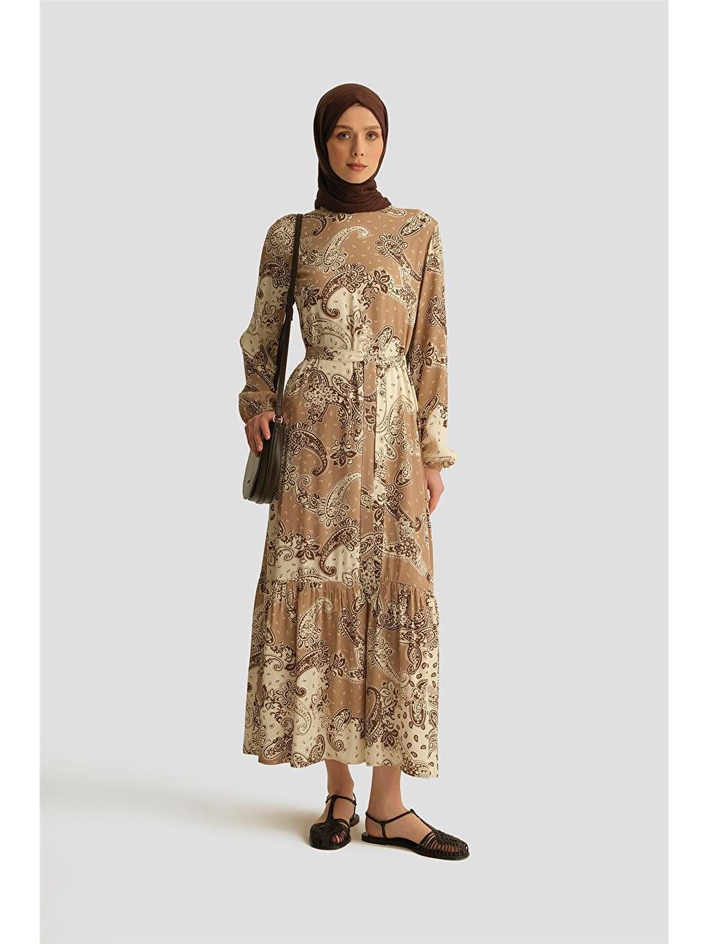 Bej Trend Elbise 25Yt928 Şaldesen