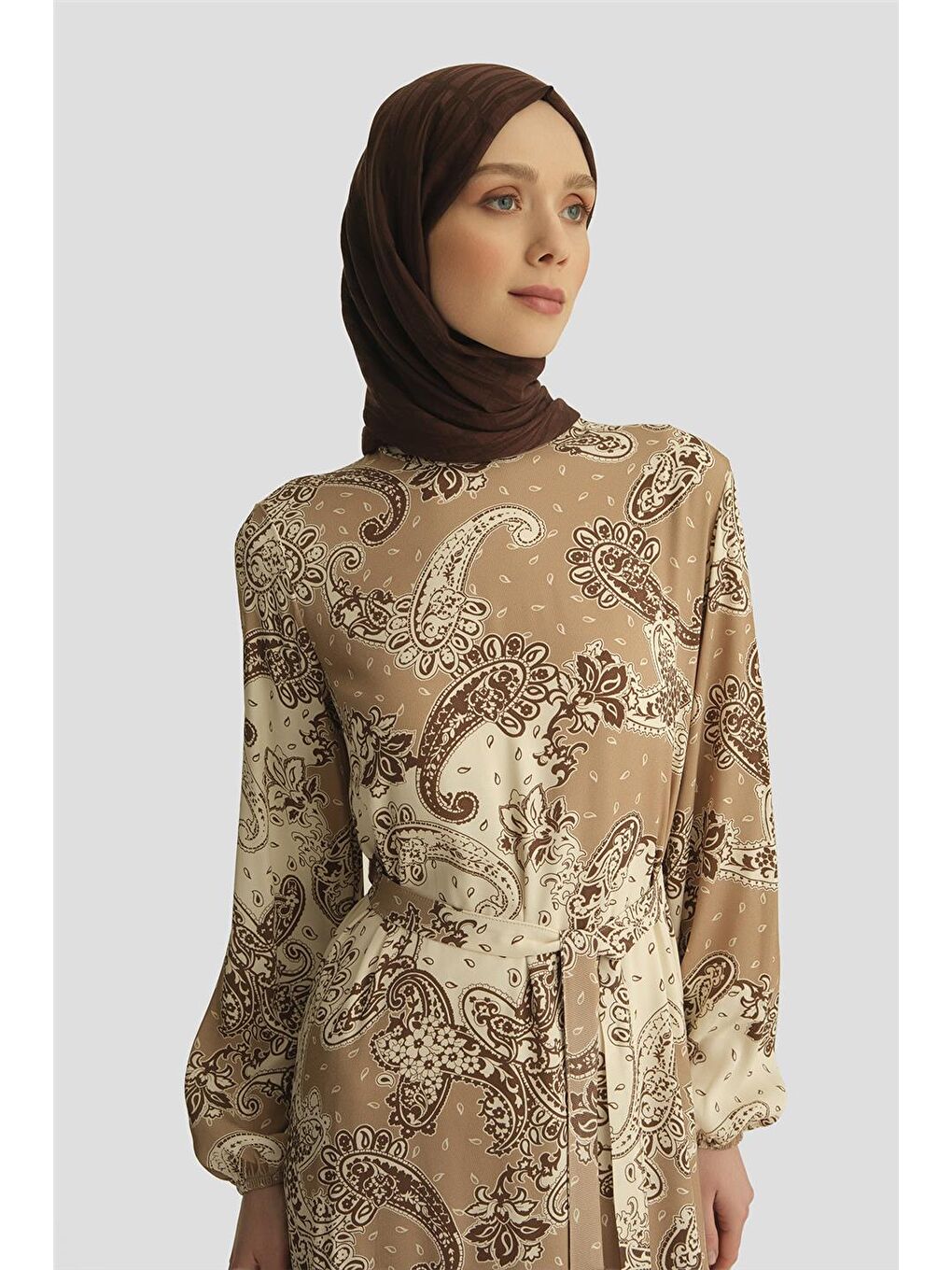 Bej Trend Elbise 25Yt928 Şaldesen-3