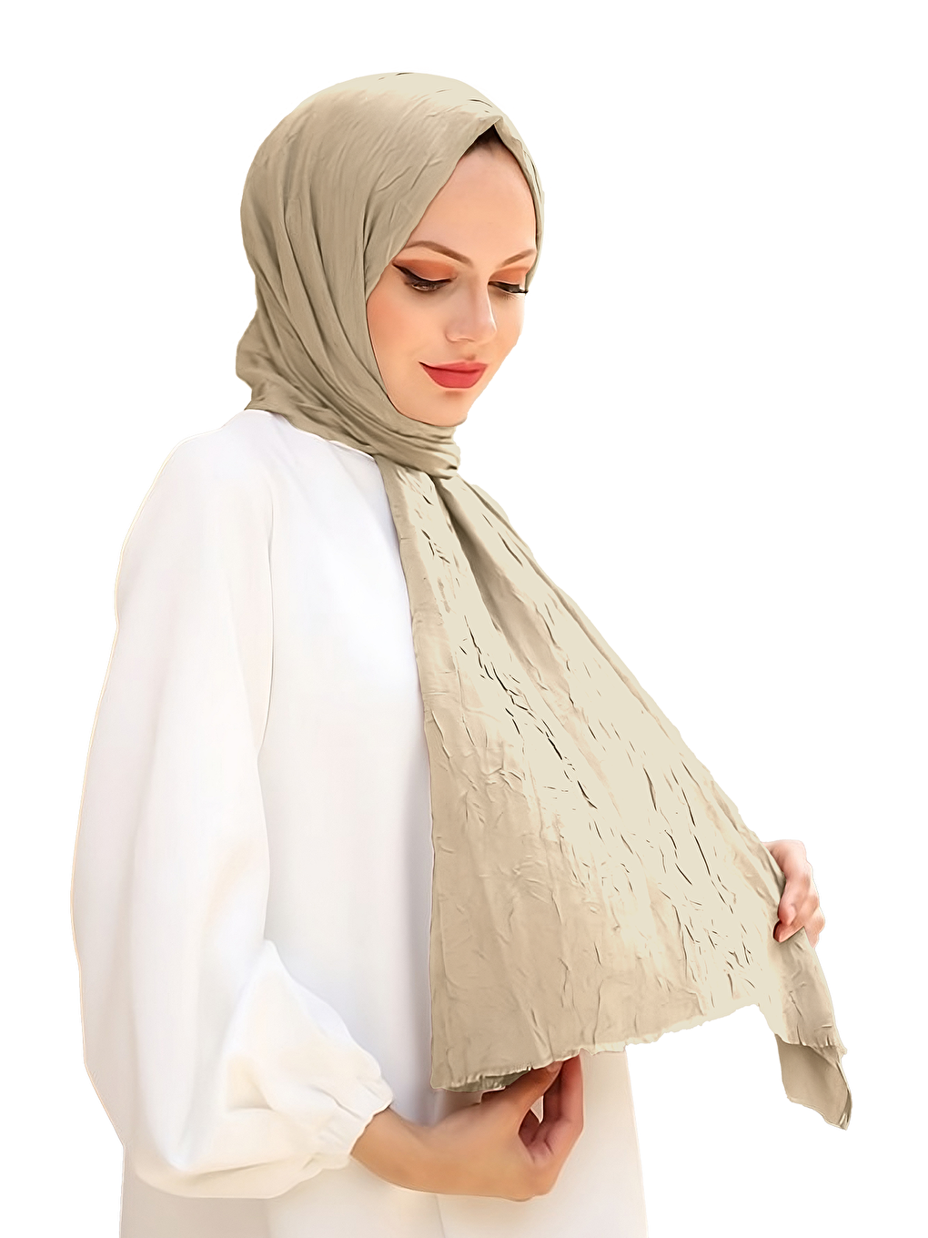 Bej Bambu Kraş Şal-2