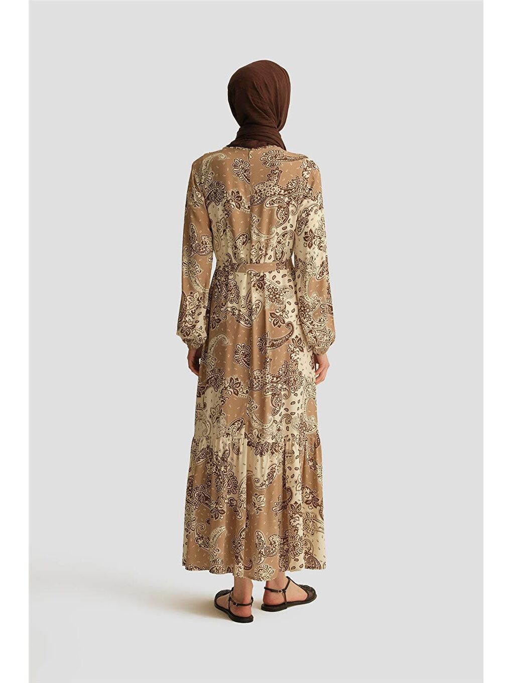 Bej Trend Elbise 25Yt928 Şaldesen-4