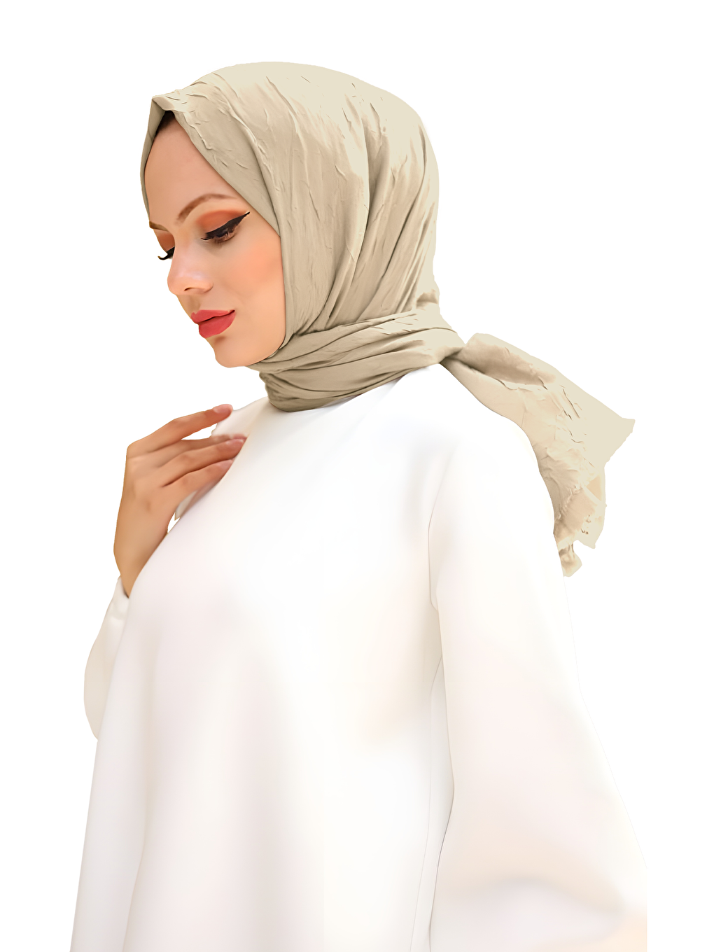 Bej Bambu Kraş Şal-3