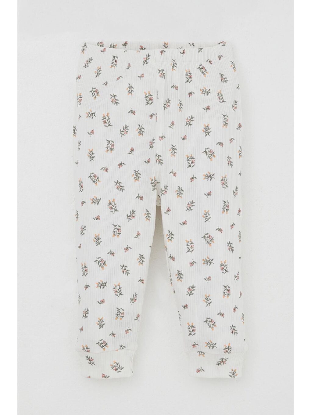 Kız Bebek Pijama Takımı Omuzdan Patlı Çiçek Desenli Ekru (4 Ay-1 Yaş)-6