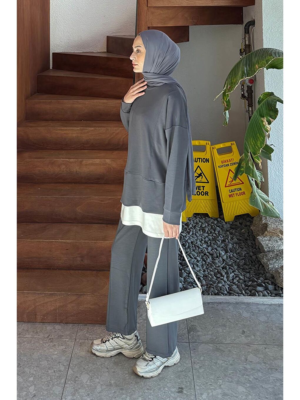 Fermuarlı Garnili Takım Antrasit-1