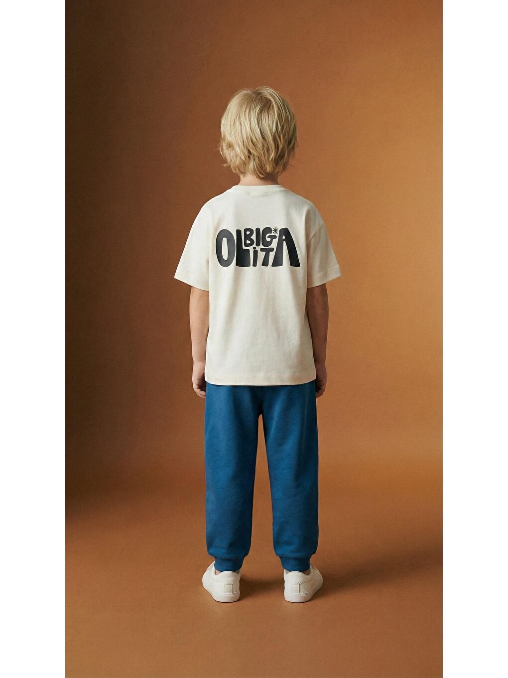 Karışık Erkek Çocuk Pamuklu Beyaz Baskılı T-Shirt Ve Mavi Eşofman Altı 2'Li Takım-5