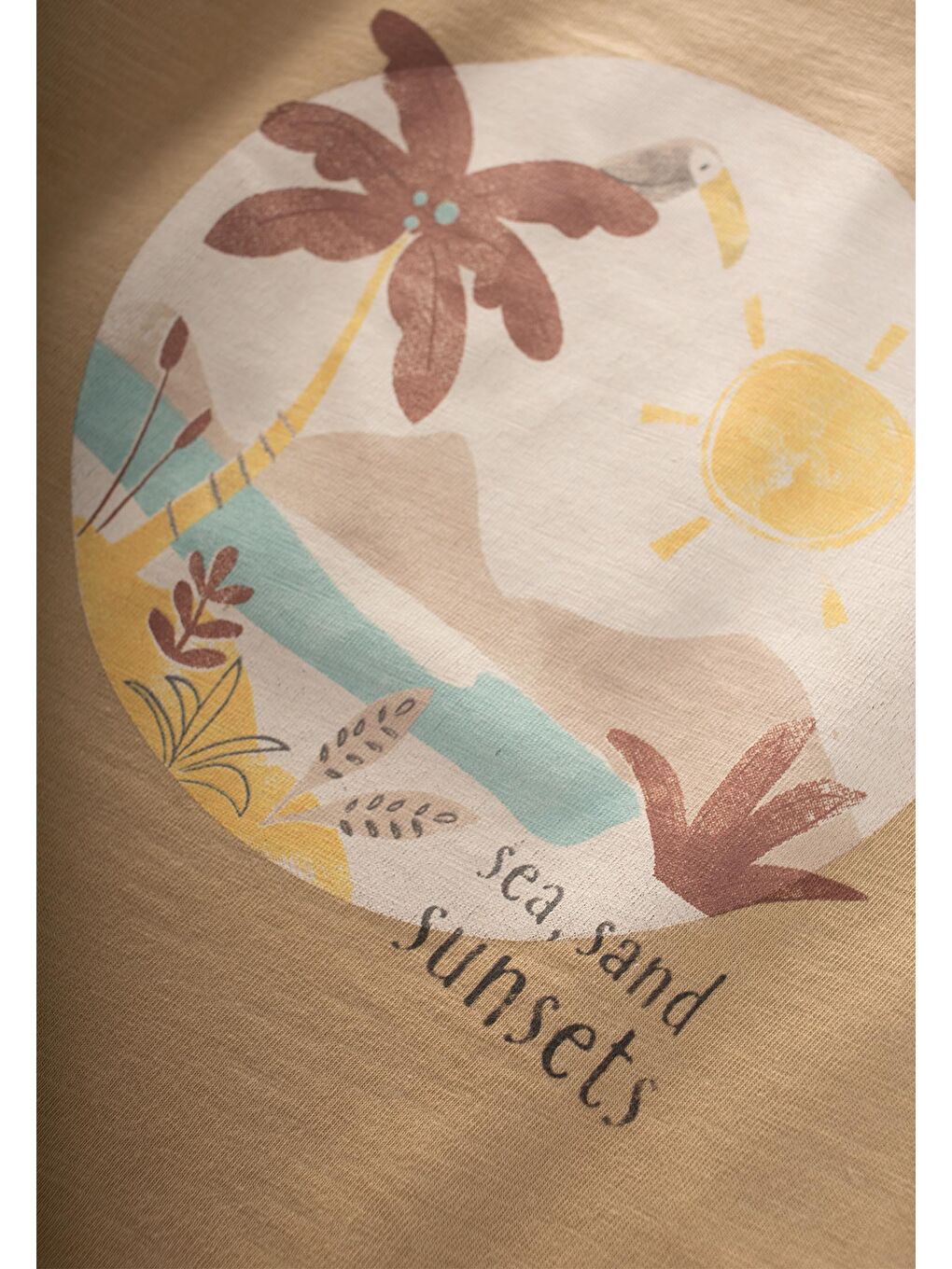 Turuncu Sunsets Baskılı T-Shırt 1-7 Yaş Kavun-2