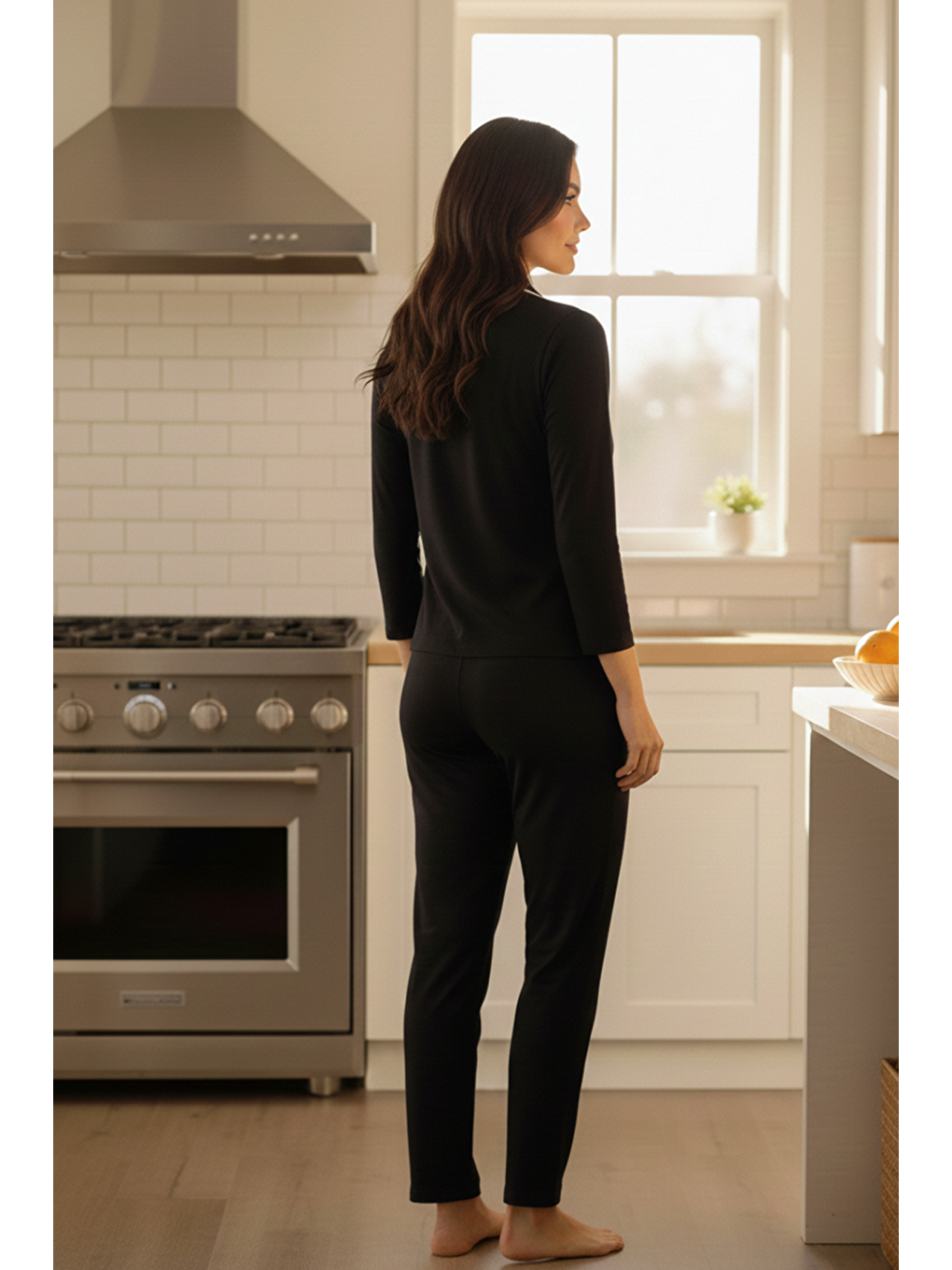 Kadın Pamuklu Süprem Önden Düğmeli Biyeli Pijama Takımı | Siyah 137-2