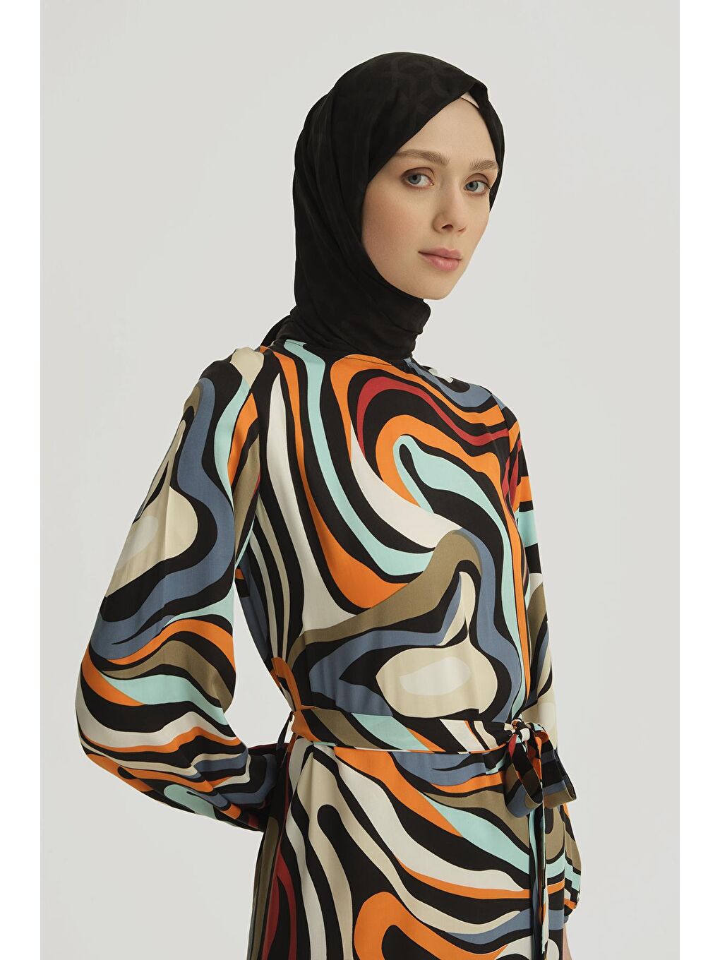 Mavi Desenli Elbise 25Yt909 İndigo-3