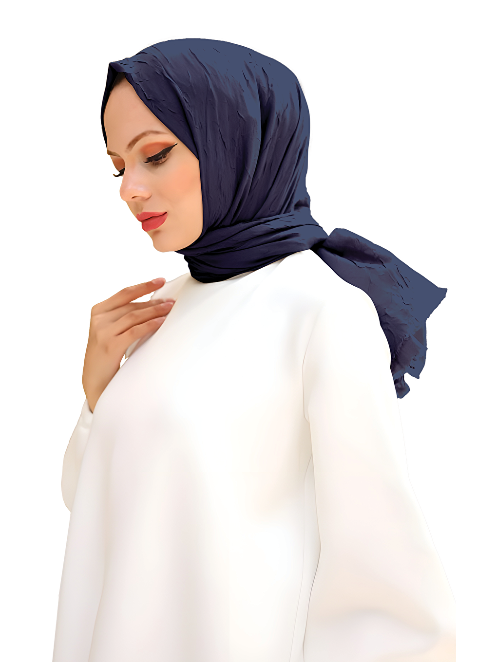 Lacivert Bambu Kraş Şal-1