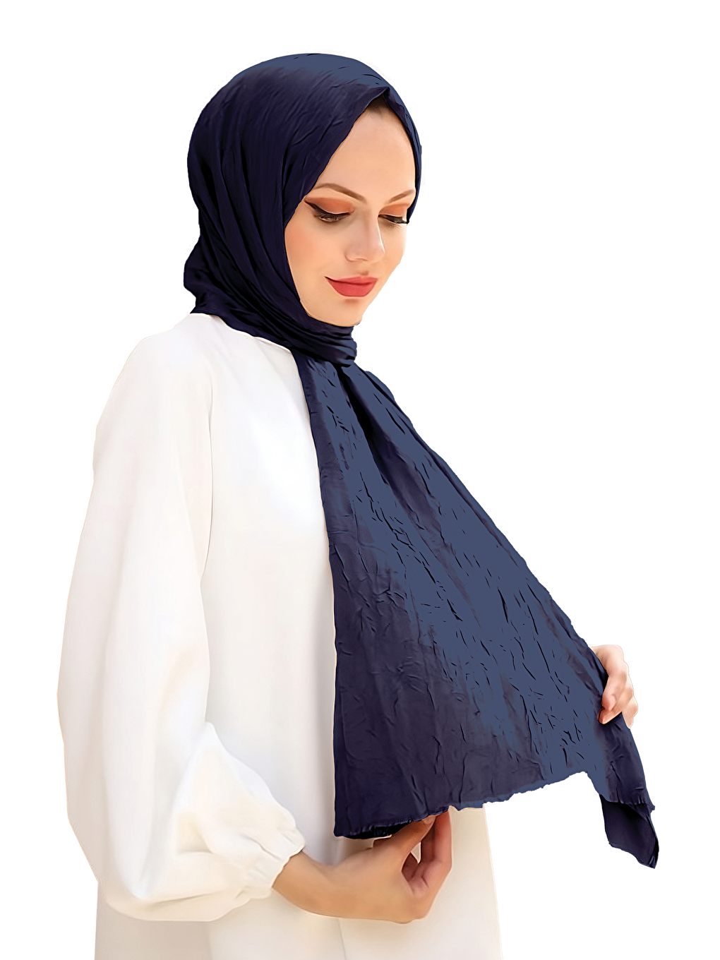 Lacivert Bambu Kraş Şal-3