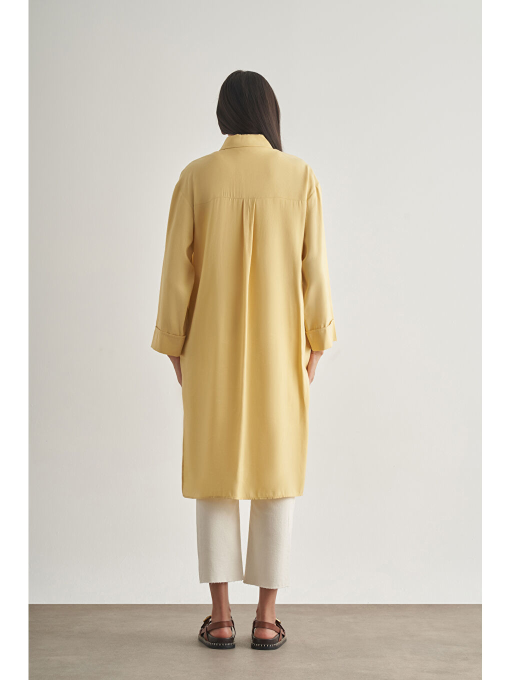 Modal Karışımlı Sarı Uzun Tunik-2