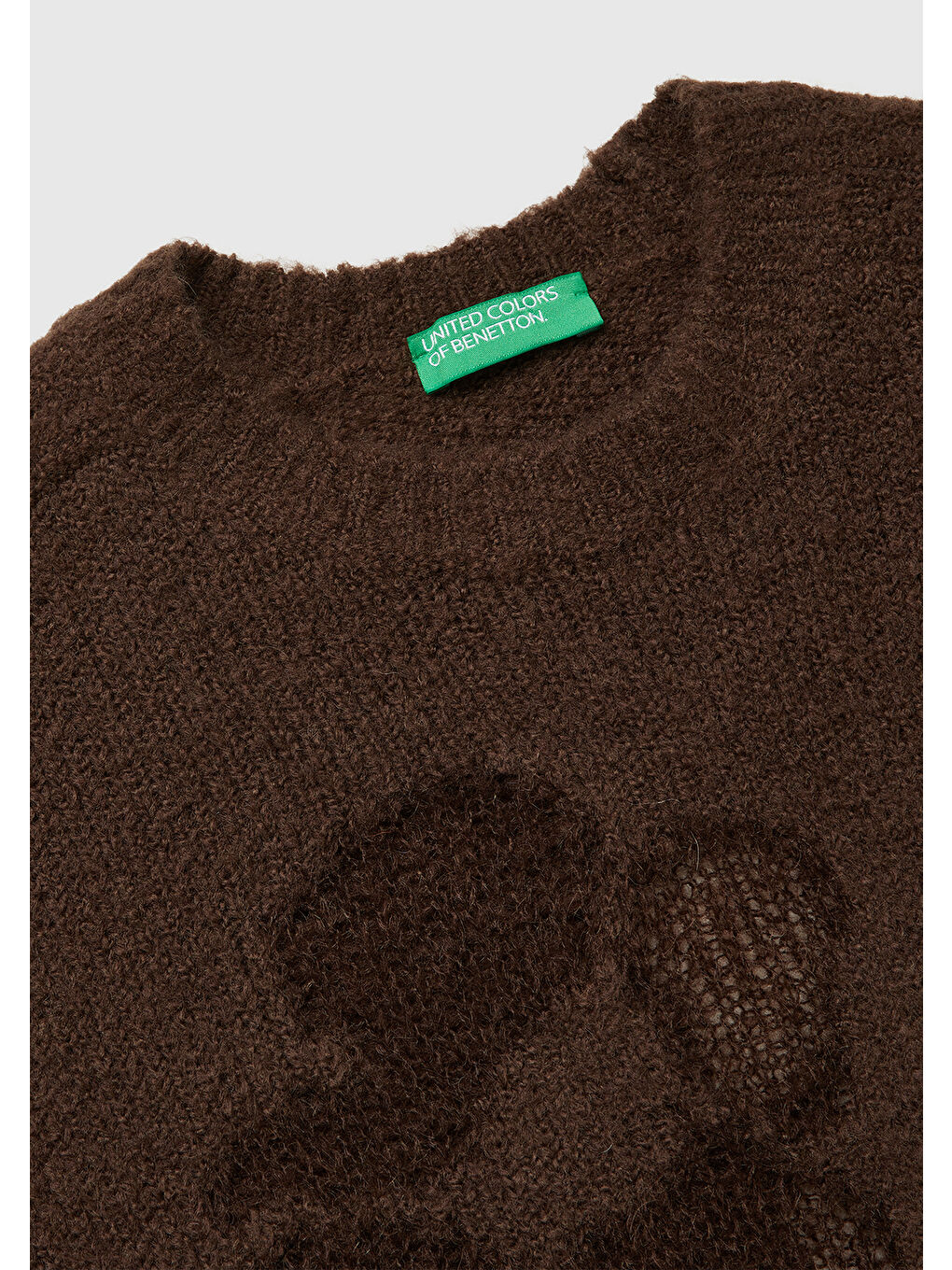 Kadın Koyu Kahverengi Akrilik ve Yün Karışımlı Desenli Bisiklet Yaka Kazak-6