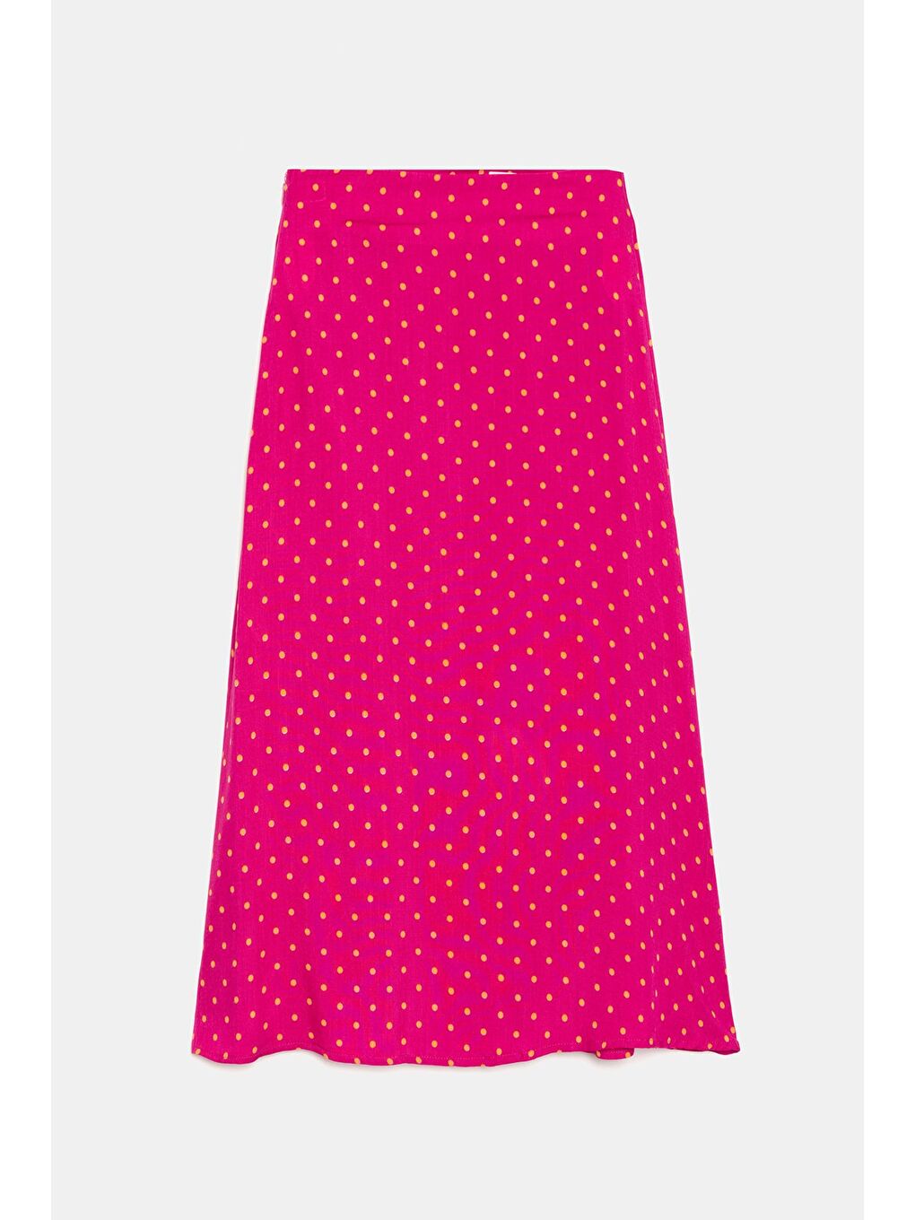 Fuşya Kadın A Kesim Normal Bel Desenli Yırtmaçlı Midi Dokuma Etek - Viskon-4
