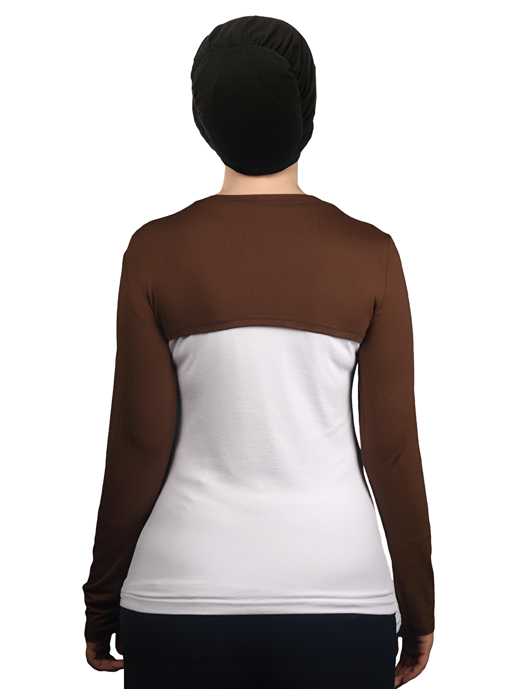 Kahverengi Uzun Kollu Tesettür Bolero-3