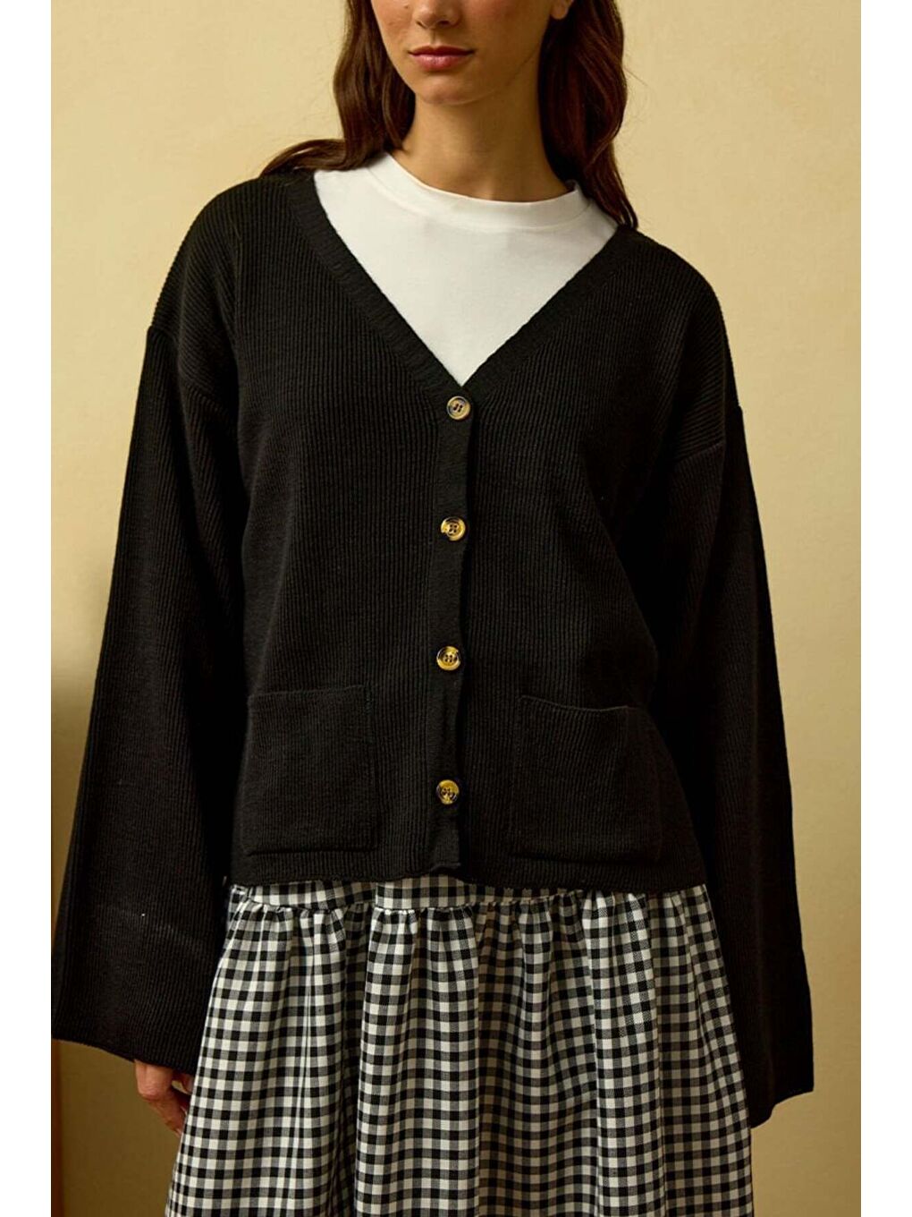 Siyah İspanyol Kol Triko Hırka-2