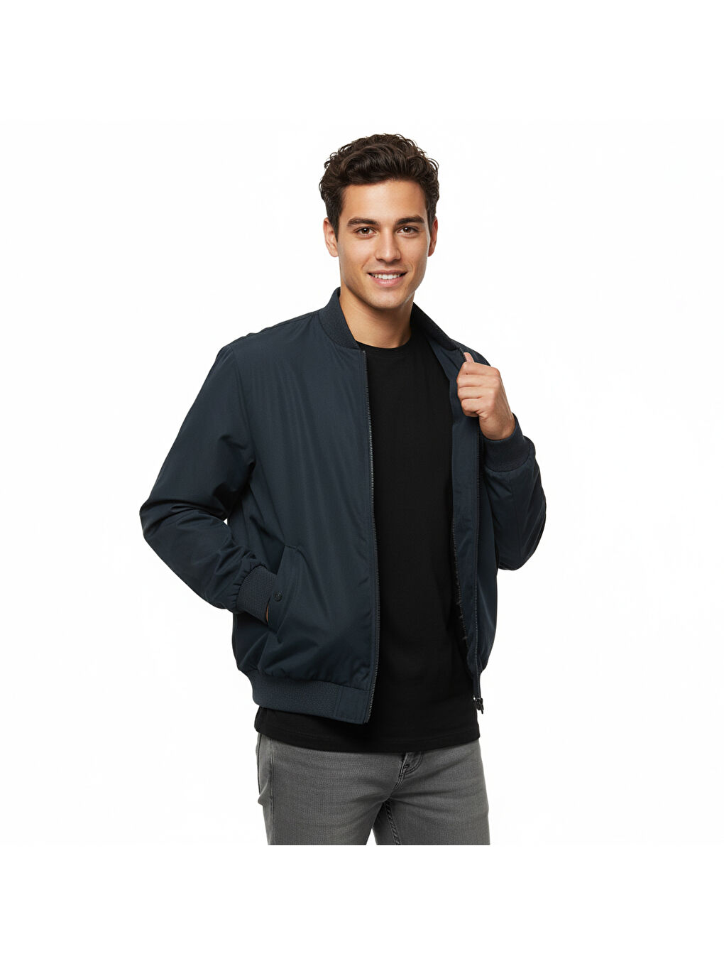 Russel Padded Bomber Erkek Lacivert Dik Yaka Ceket