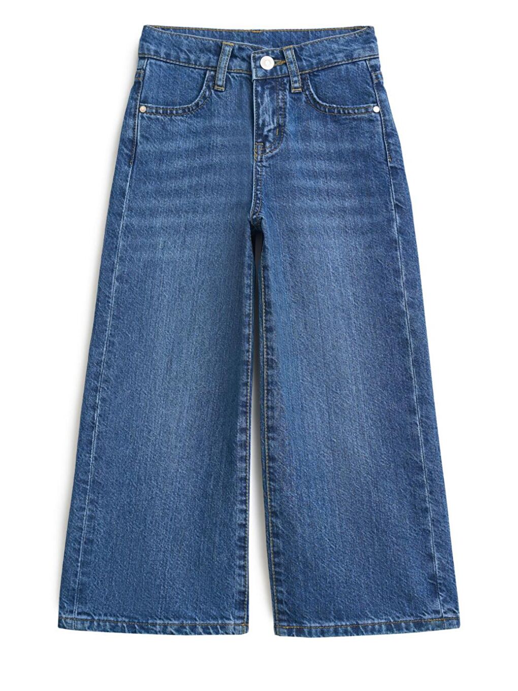 Mavi Kız Çocuk 100% 2'li Set Wideleg Pamuk Düz Denim Jeans-2