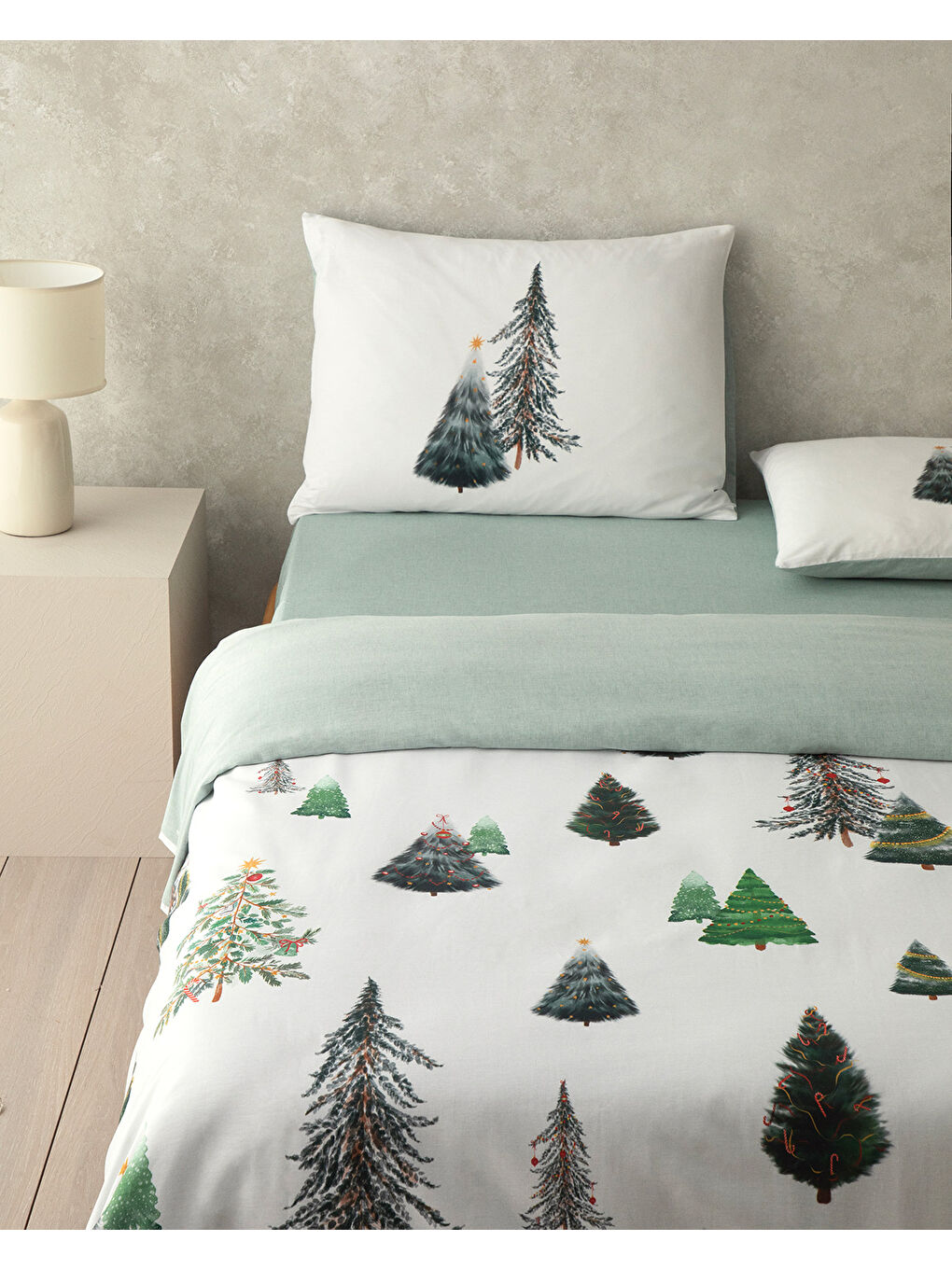 Pine Serenity Dijital Baskılı Soft Pamuk Çift Kişilik Nevresim Takımı Yeşil-3