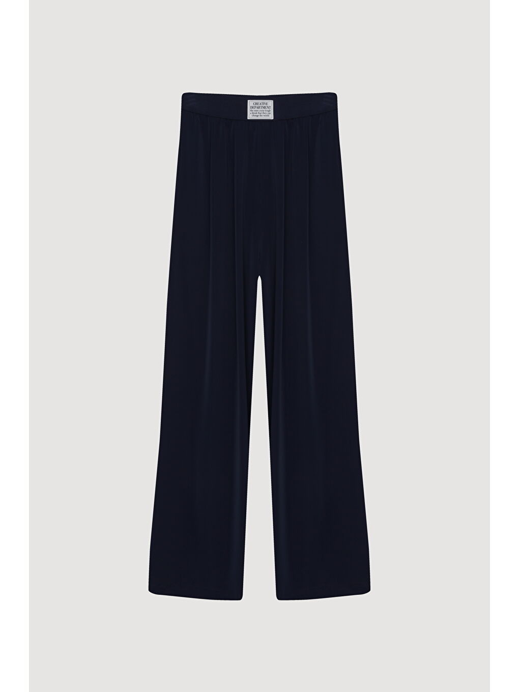 Beli Etiket Aksesuarlı Bol Paça Pantolon Lacivert