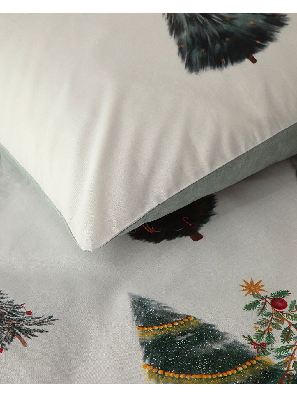 Pine Serenity Dijital Baskılı Soft Pamuk Çift Kişilik Nevresim Takımı Yeşil-4