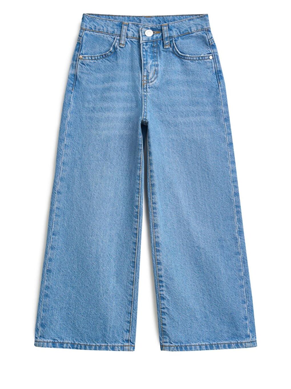 Mavi Kız Çocuk 100% 2'li Set Wideleg Pamuk Düz Denim Jeans-3