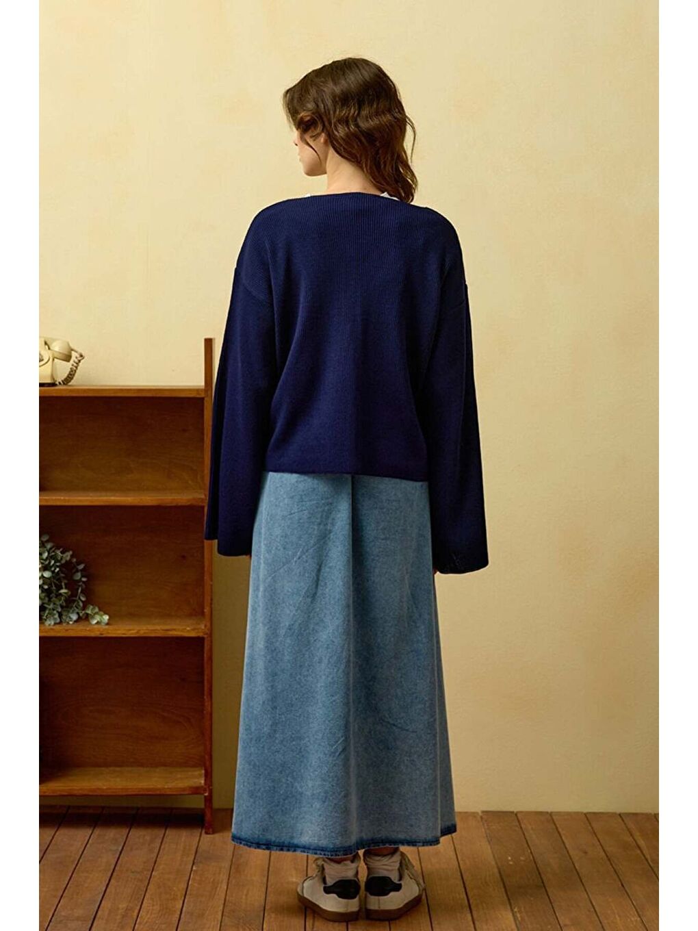 Lacivert İspanyol Kol Triko Hırka-2