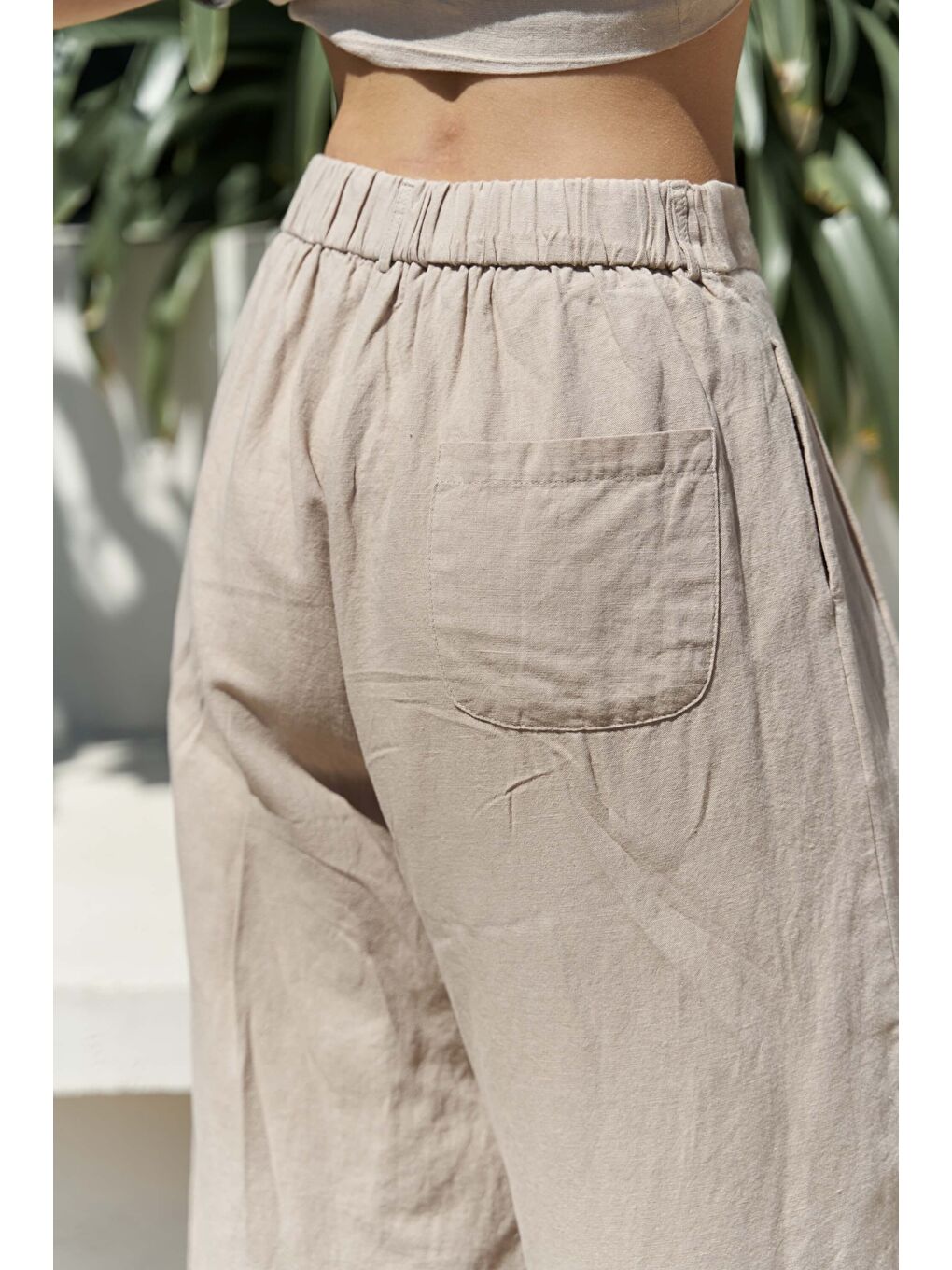 Moibel Bağcık Detay Bej Crop Pantolon Takım-6