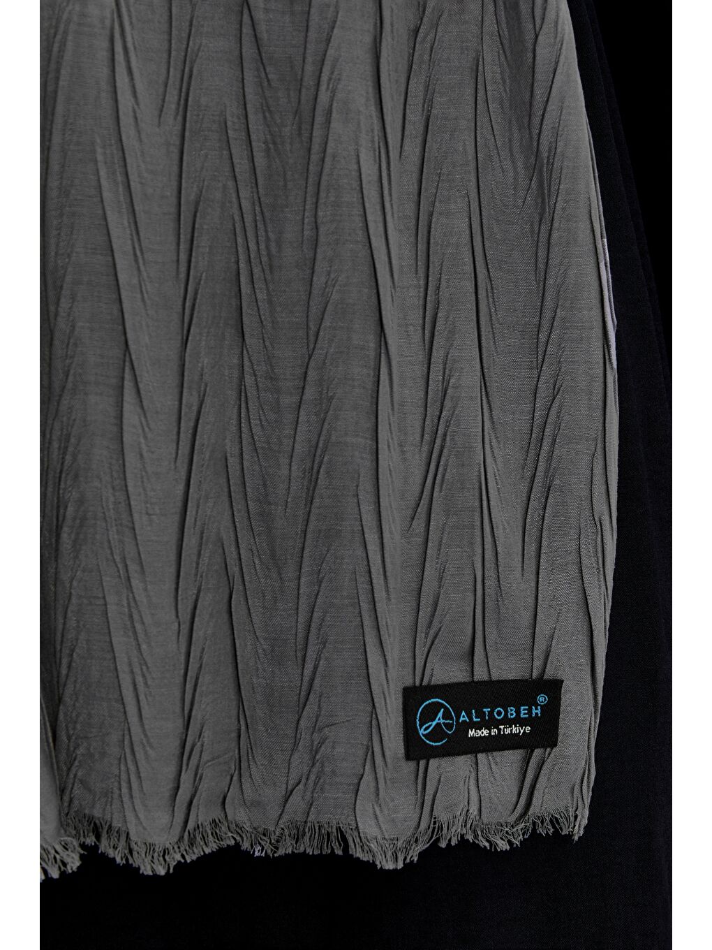 Gri Pliseli Bambu Şal-1