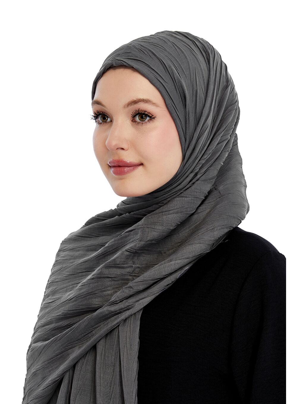 Gri Pliseli Bambu Şal-2