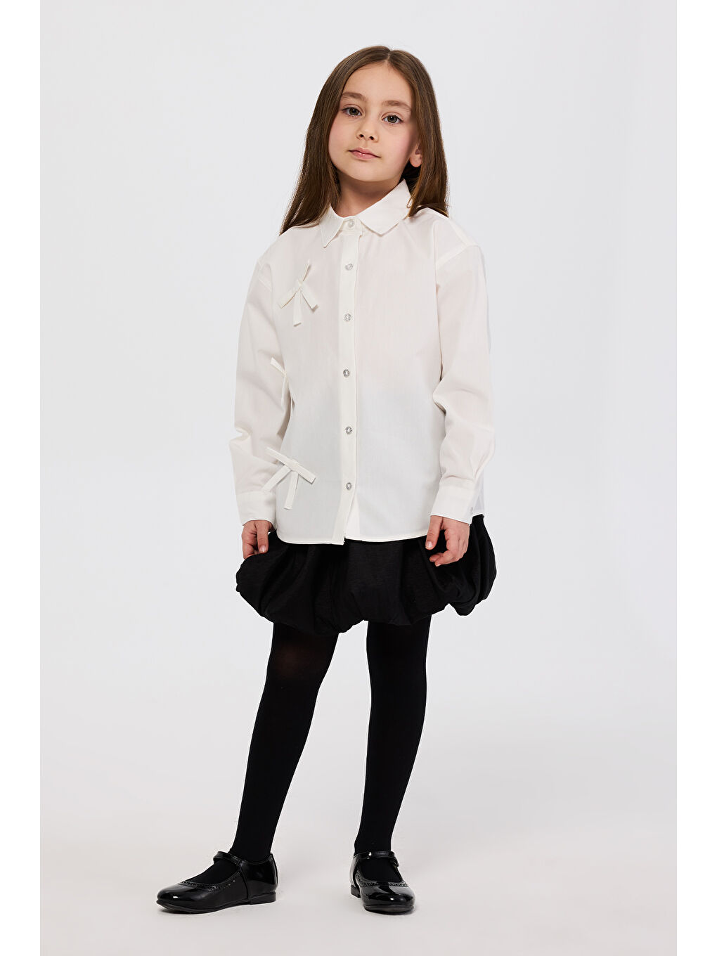 Kız Çocuk Balon Etek Ekru 2'li Takım-10