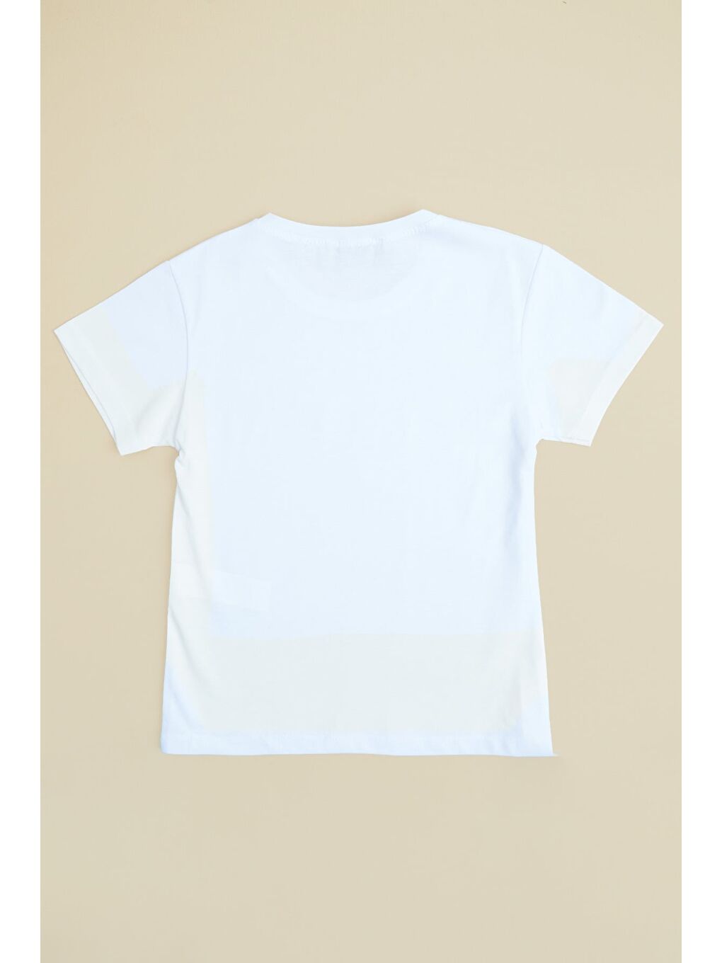 Beyaz Kalp Baskılı Bisiklet Yaka Kız Çocuk Tişört-1