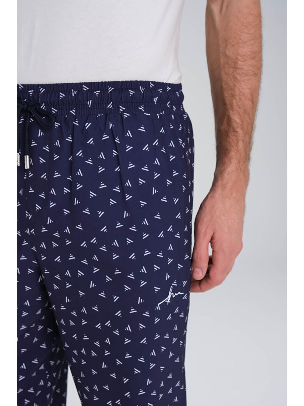 Desenli Lacivert Uzun Erkek Havuz Ve Deniz Şortu 2415-5