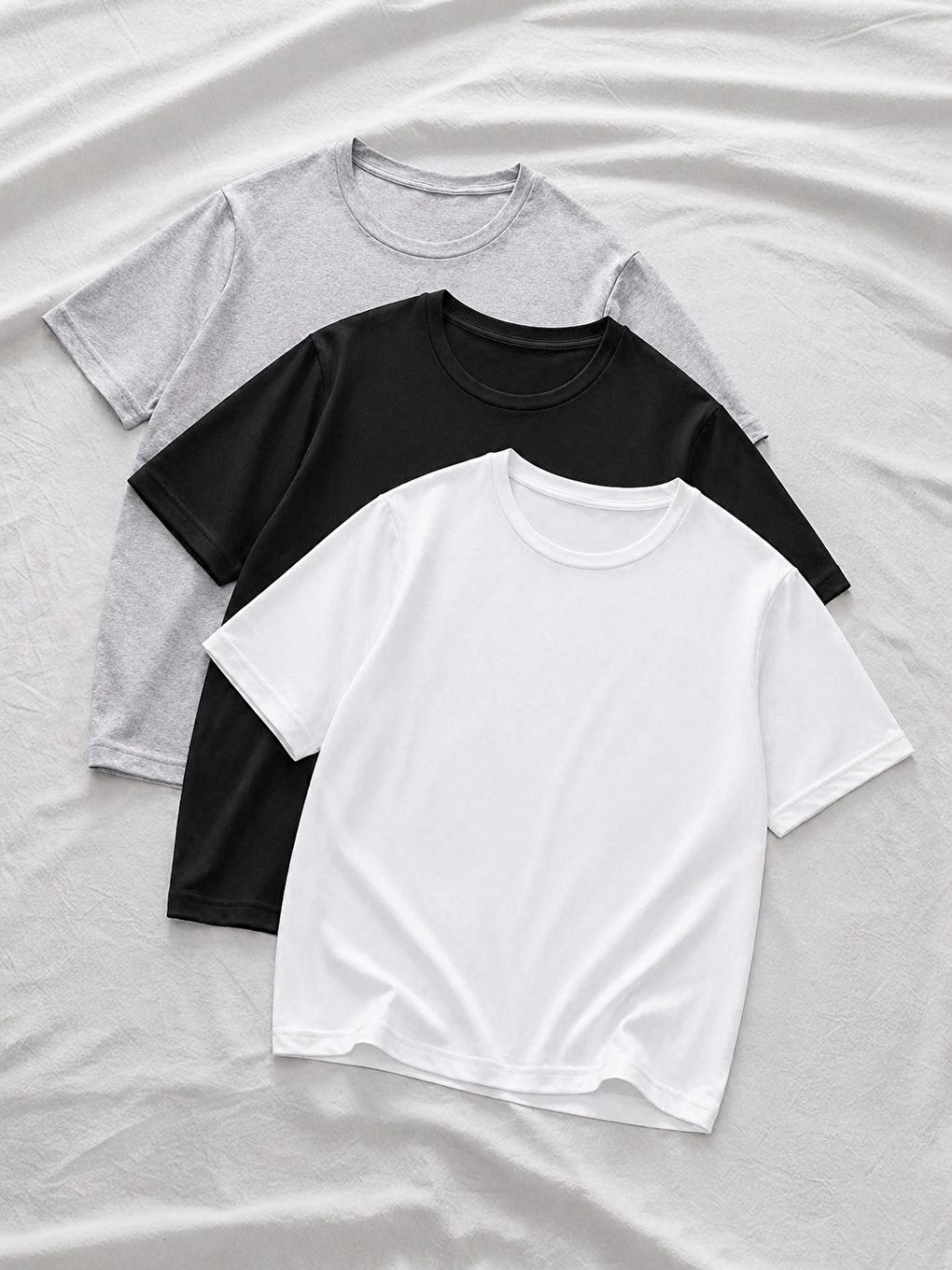 Gri 3 Adet Erkek Yazlık Basic Kısa Kollu Oversize Tişört
