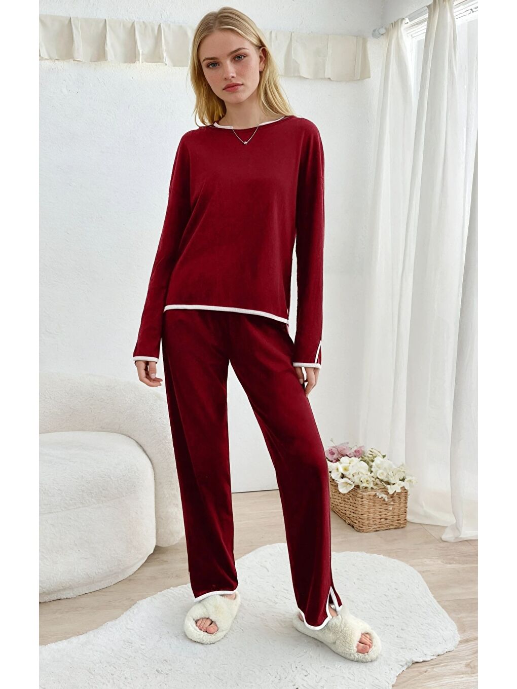 Relax Fit Süprem Pijama Takım Bordo-1