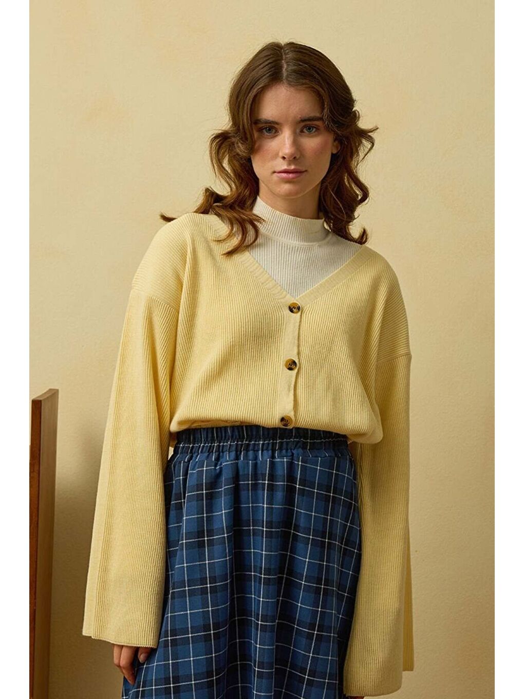 Soft Sarı İspanyol Kol Triko Hırka-2