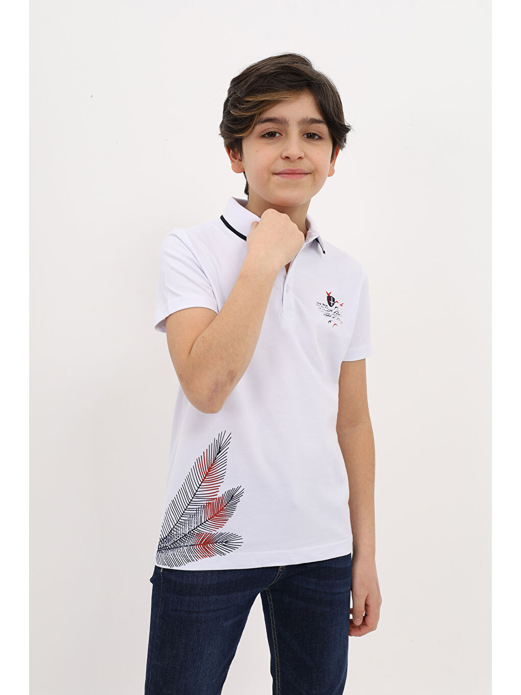 Beyaz Erkek Çocuk Baskılı Tişört-1