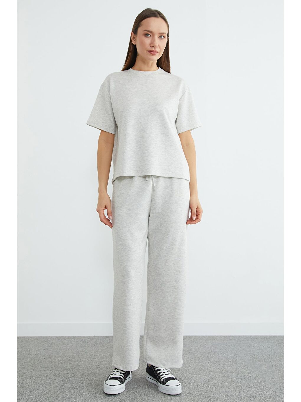 Gri Basic Kısa Kollu Modal 2 Li Takım-1