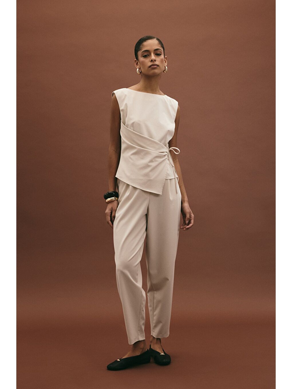 Bej Lena Havuç Pantolon - Taş-1